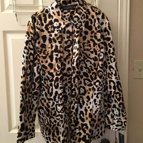 Jones of New York Plus Size Animal Print Shirt (3X) - Picture 2 of 2